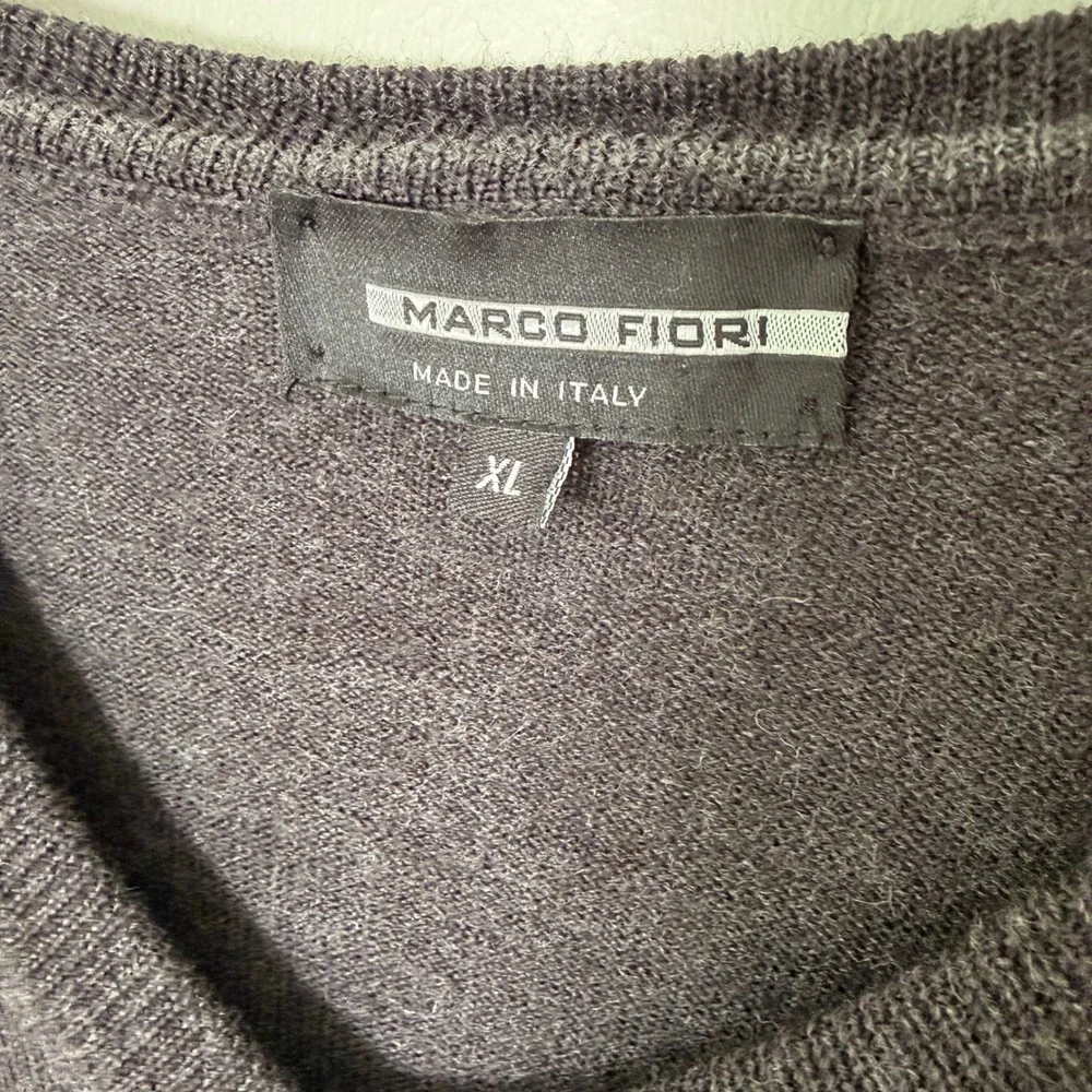 Merino Wool Made in Italy Mens Sweater (LG) Extra Fine Knit Gray Mens Layering